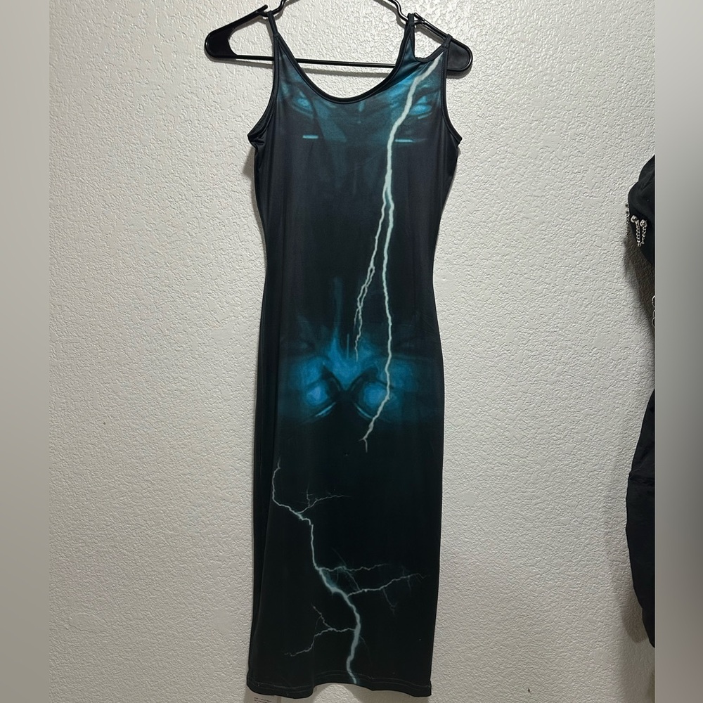 Vintage style Black Lightning-Print Slip Dress new with  tags - Picture 9 of 14